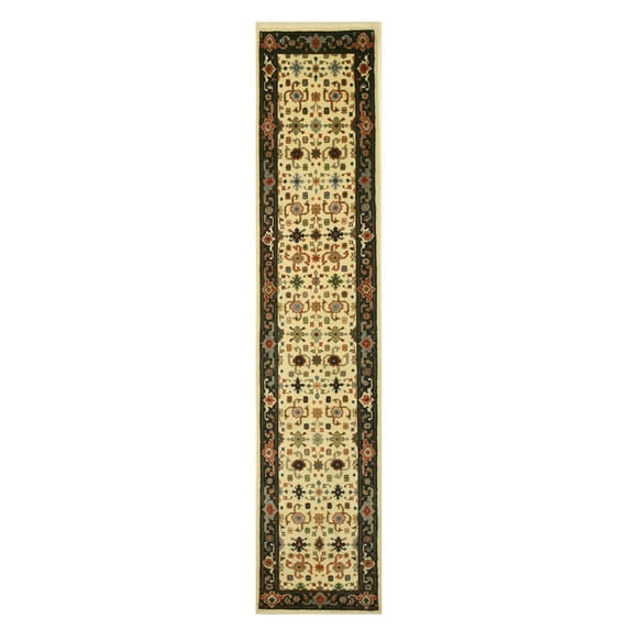Hand-knotted Wool Ivory Traditional Oriental Ivory Super Mahal Rug
