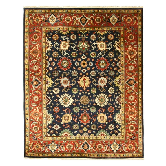 Hand-knotted Wool Navy Traditional Oriental Super Mahal Rug