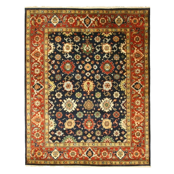 Hand-knotted Wool Navy Traditional Oriental Super Mahal Rug