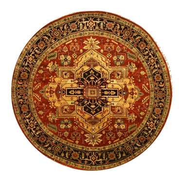 Hand-knotted Wool Rust Traditional Geometric Serapi Rug