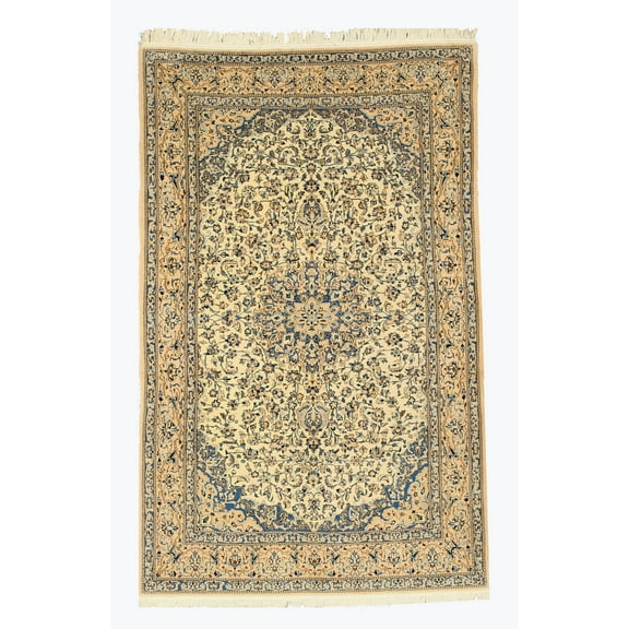 Hand-knotted Wool & Silk Ivory Traditional Oriental Naiin Rug