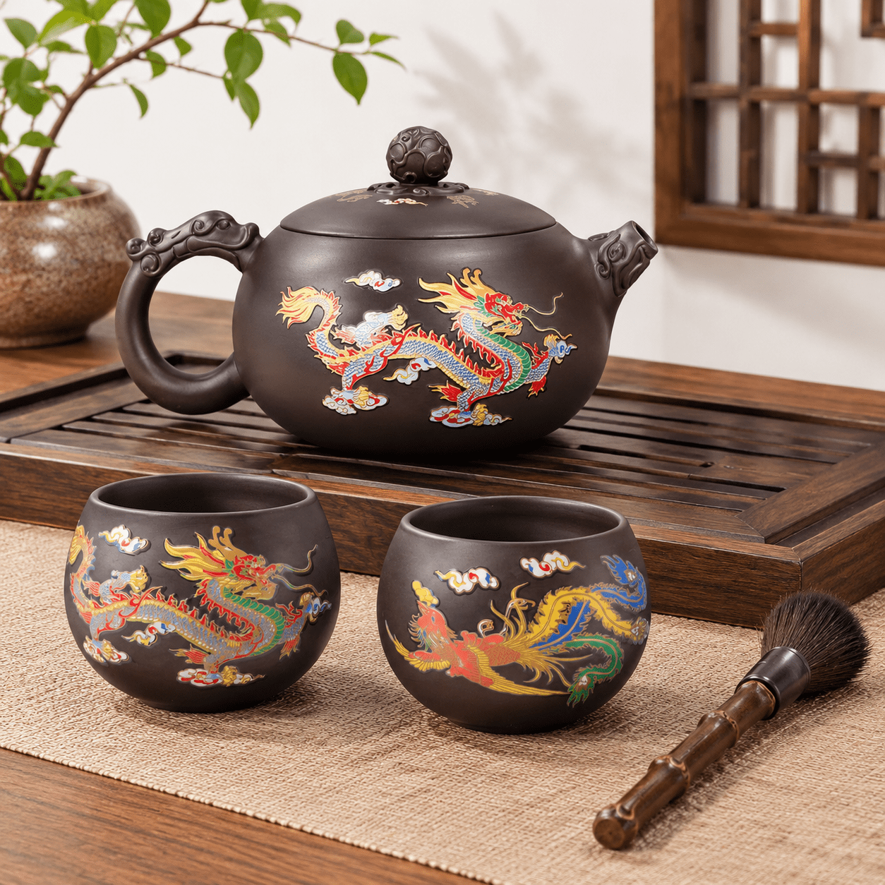 Hand-made Dragon And Phoenix Color-changing Purple Clay Teapot - Kung ...