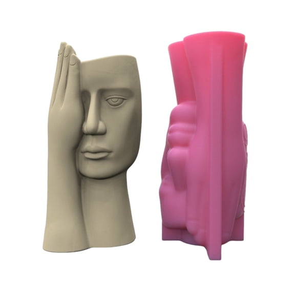 Hand-making Concrete Mould Hand-Making Plant Pot Mold Screened Human Face Shaped