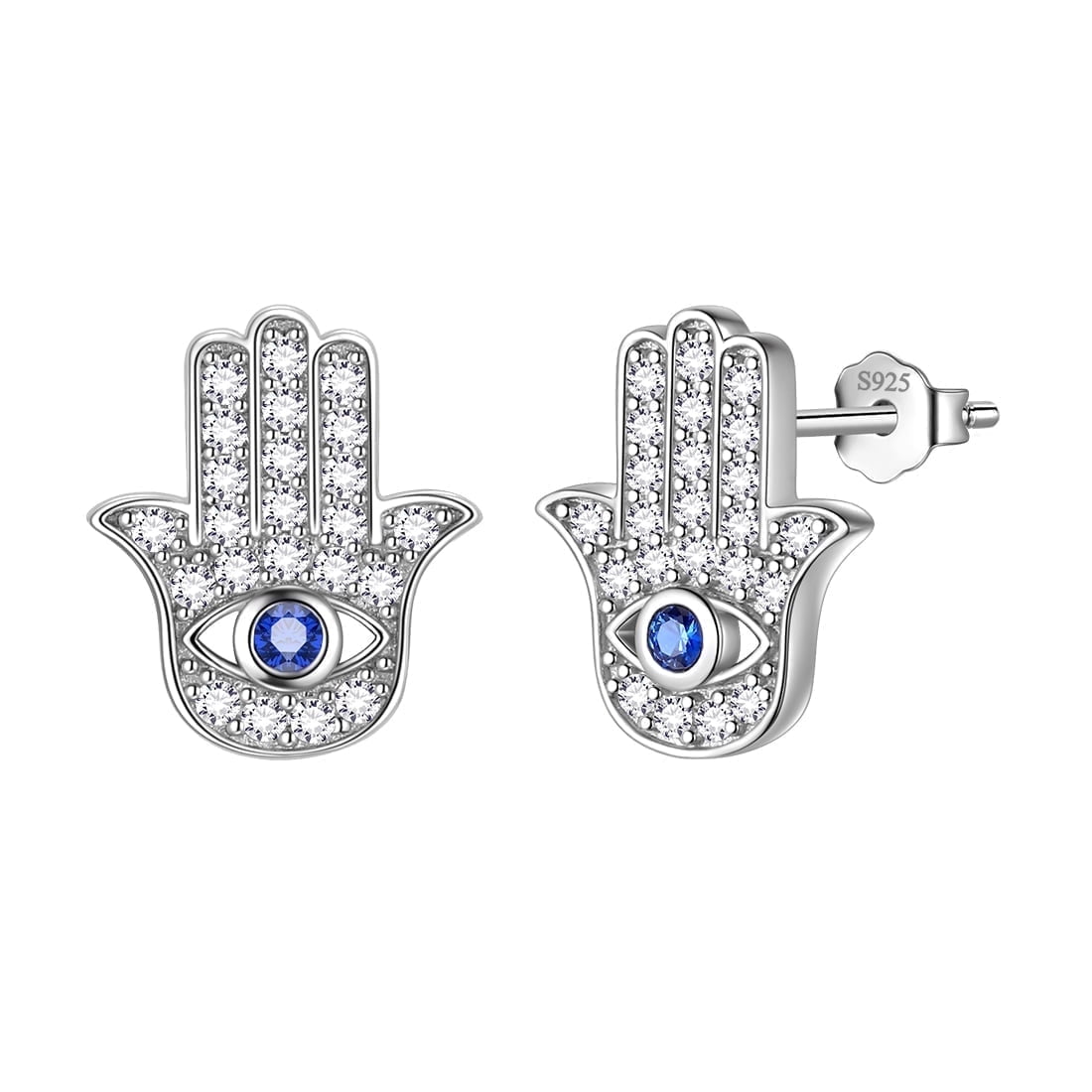 Hand of Fatima Earrings 925 Sterling Silver Hamsa Hand Stud Earrings Protection Amulet Jewelry Gifts for Women Hipunk