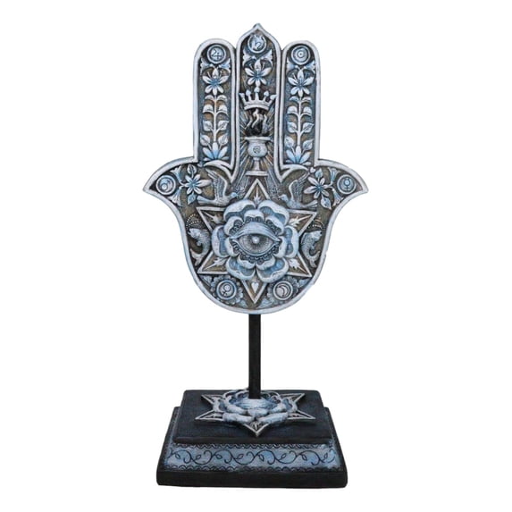 Hand of God Hamsa Palm With Magen David Star Eye of Providence Figurine Plaque