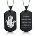 thumbnail image 1 of Hand of Hamsa Necklace for Men Women,Stainless Steel Hamsa Prayer Dog Tag Evil Eye Hamsa Hand Pendant Necklace Amulet Jewelry Gift, 1 of 5