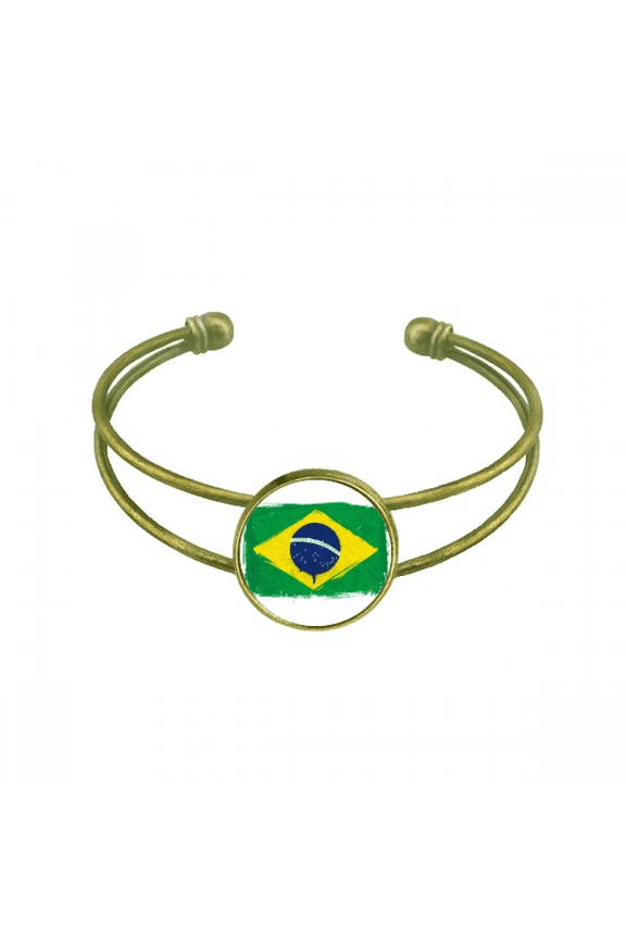 Hand-painted Brazil Flag Brazil Bracelet Bangle Retro Open Cuff Jewelry