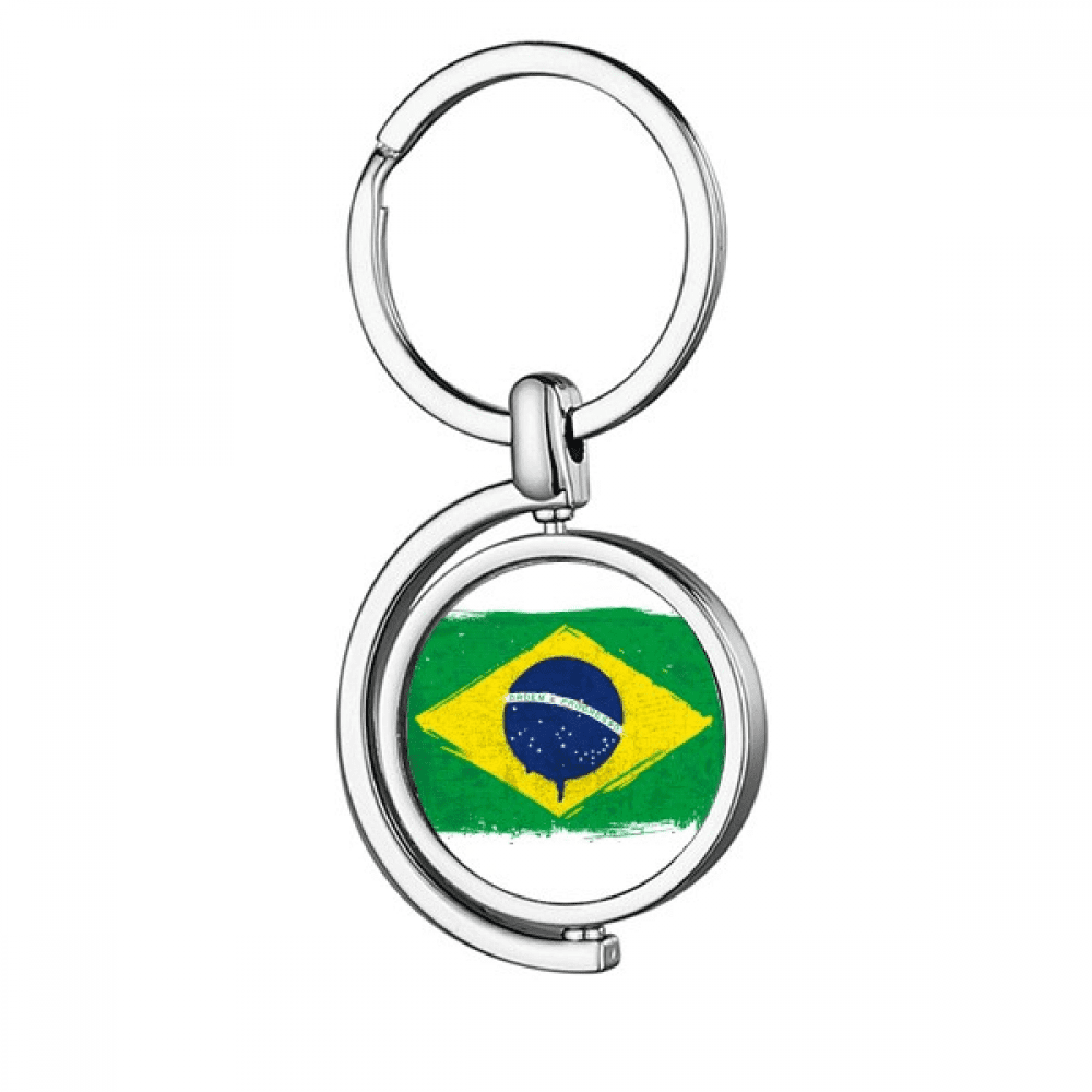 Hand-painted Brazil Flag Brazil Rotating Keychain Metal Keyring Holder ...