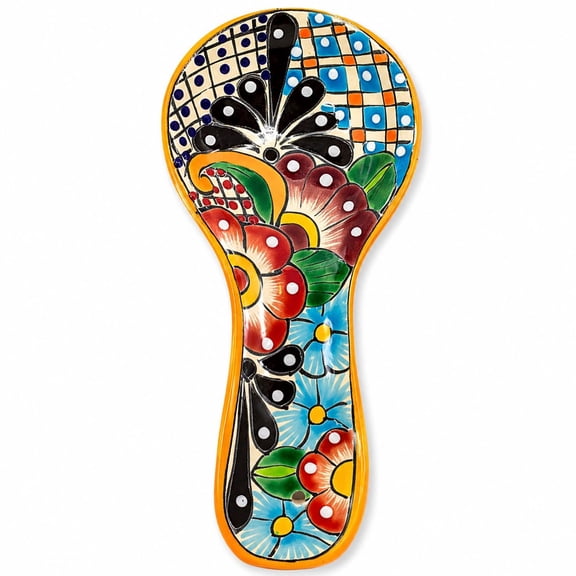 Hand-painted Ceramic Talavera Spoon Rest, Large 10 Inch, For Stove Top and Counter