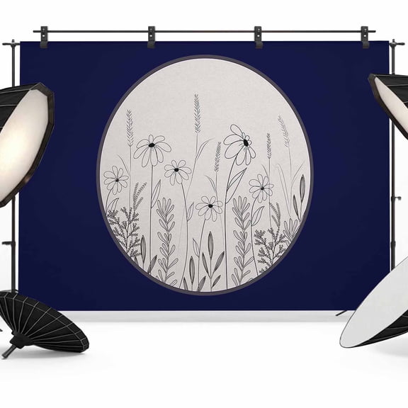 Hand-painted Flowers Backdrop for Photography, with Leaves Simple Style Photo Backdrop Portrait Background Party Banner Photo Backgrounds for Studio Booth Props, 12x8ft