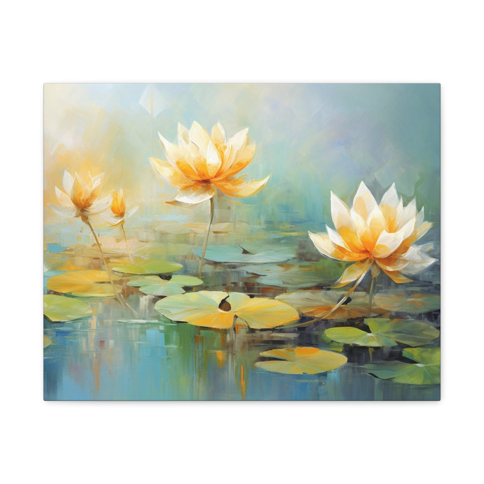 Hand-painted Lotus Flower Canvas Wall Art for Home Decor Ready-to-Hang ...
