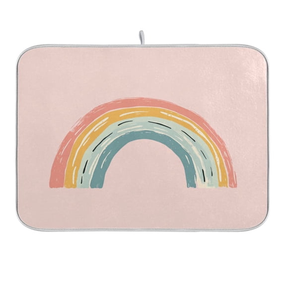 Hand-painted Rainbow Dish Drying Mat 16x18 Absorbent Microfiber Draining Rack Pad for Kitchen Counter Sink