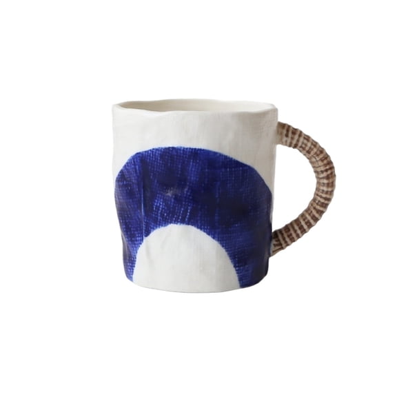 Hand-painted Textured Blue Underglaze Ceramic Mug 350ml