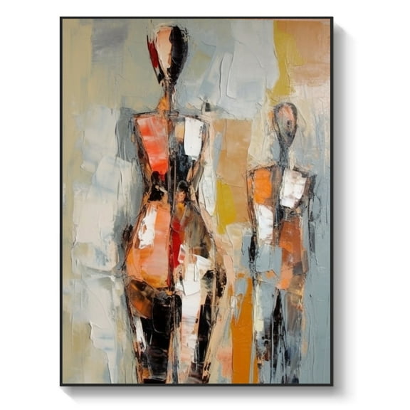 Hand-painted multi-person oil painting vertical abstract figure oil painting, wall art oil painting, canvas wall decoration, home living room decoration,61*46cm (24*18) inches, unstretched frameless