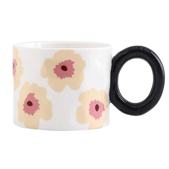 Hand-painted small fresh household water cup breakfast cup 450ml large capacity office afternoon tea cup-Beige