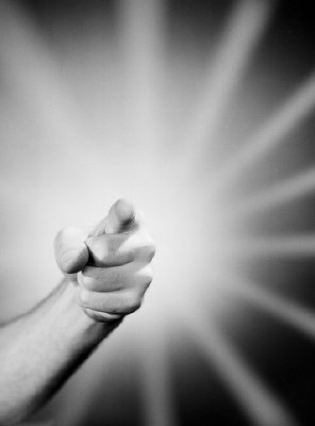Hand pointing light beams in background Canvas Art - (24 x 36)