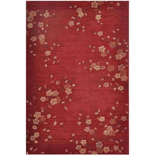 Hand-tufted Red Floral Area Rug