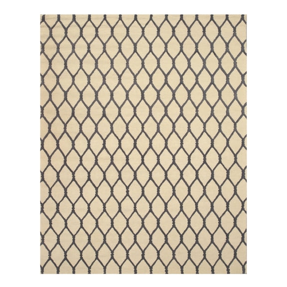 Hand-tufted Wool Beige Transitional Geometric Chain-Link Rug