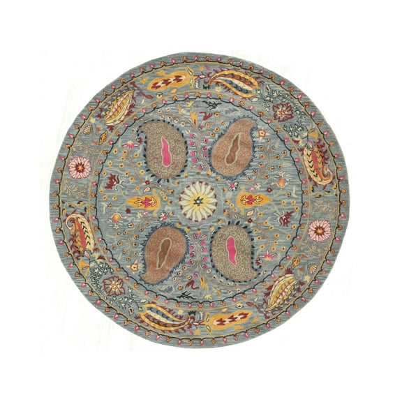 Hand-tufted Wool Blue Transitional Floral Paisley Rug