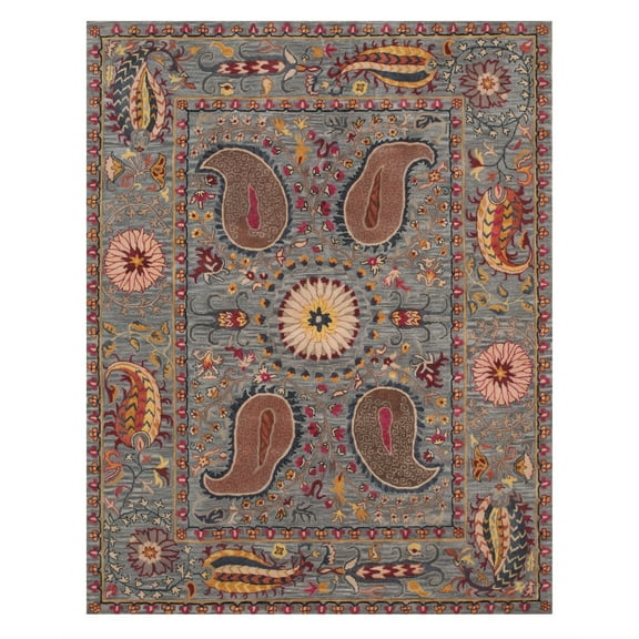 Hand-tufted Wool Blue Transitional Floral Paisley Rug