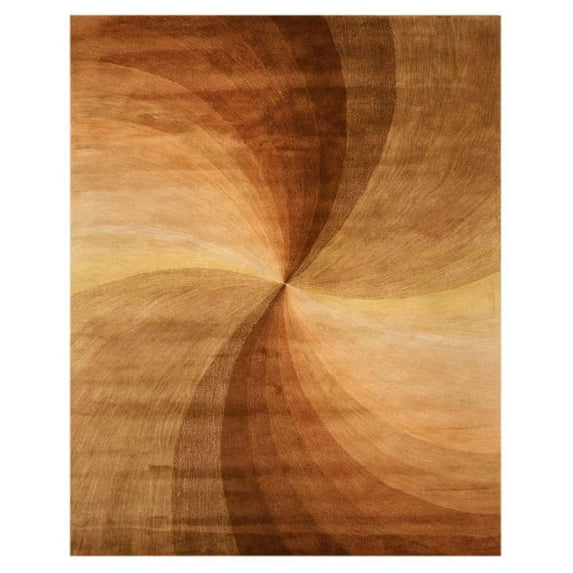 Hand-tufted Wool Brown Contemporary Abstract Swirl Rug