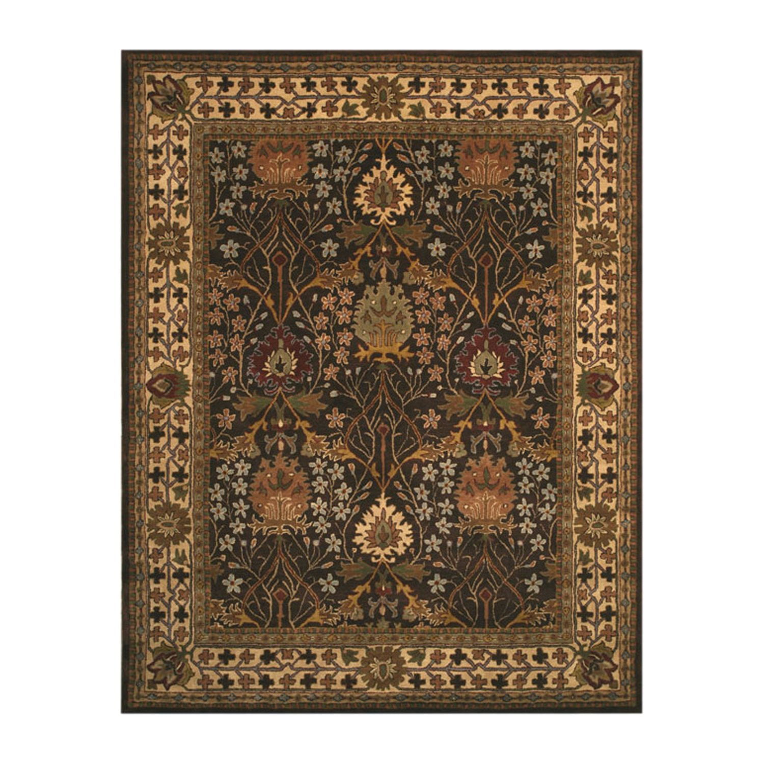 Hand-Tufted Brown Wool Traditional Oriental Rug