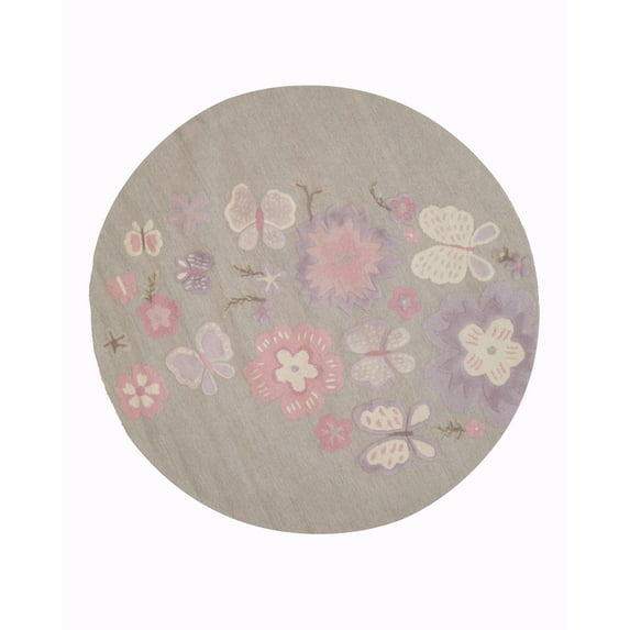 Hand-tufted Wool Gray Transitional Animal Kid's Butterfly Rug