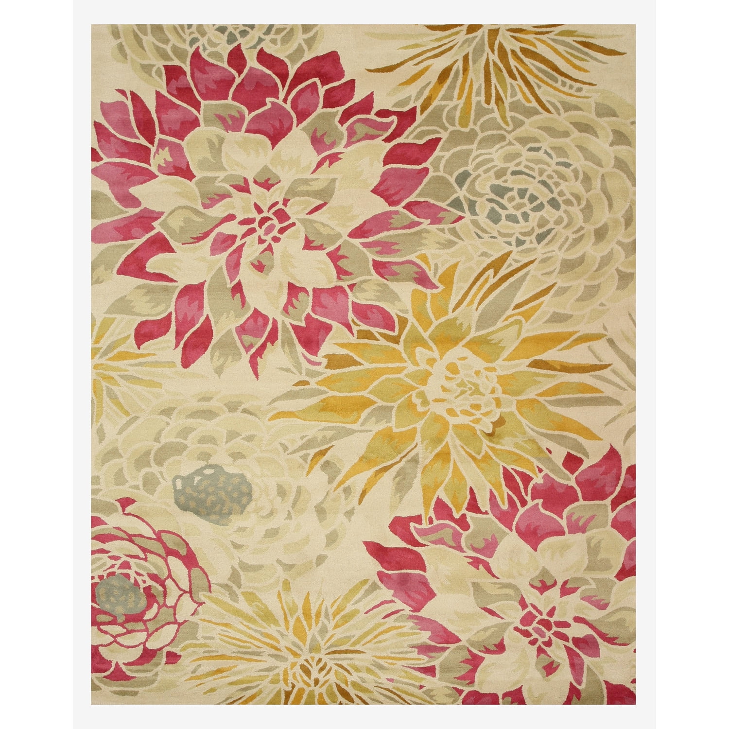 Hand-tufted Wool Ivory Transitional Floral Sunflower Rug - Walmart.com
