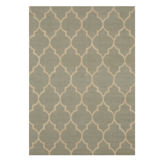 Hand-tufted Wool Light Green Traditional Trellis Moroccan Rug