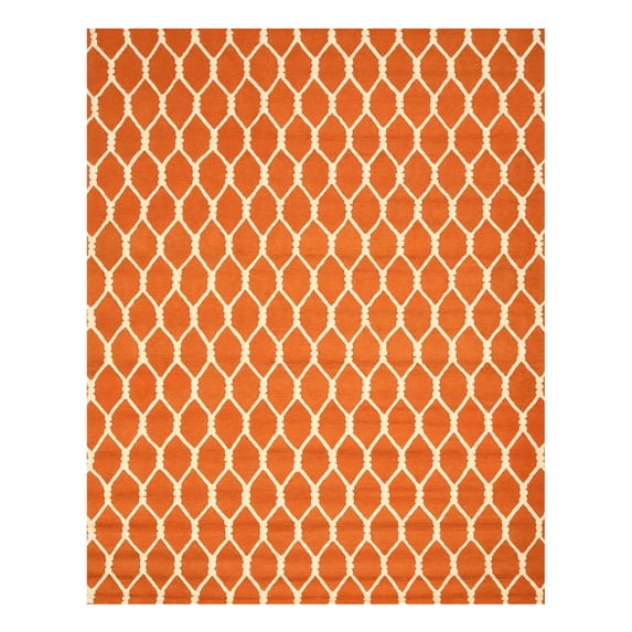 Hand-tufted Wool Orange Transitional Geometric Chain-Link Rug