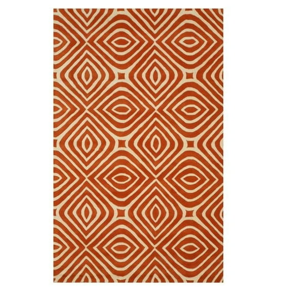Hand-tufted Wool Orange Transitional Geometric Rug