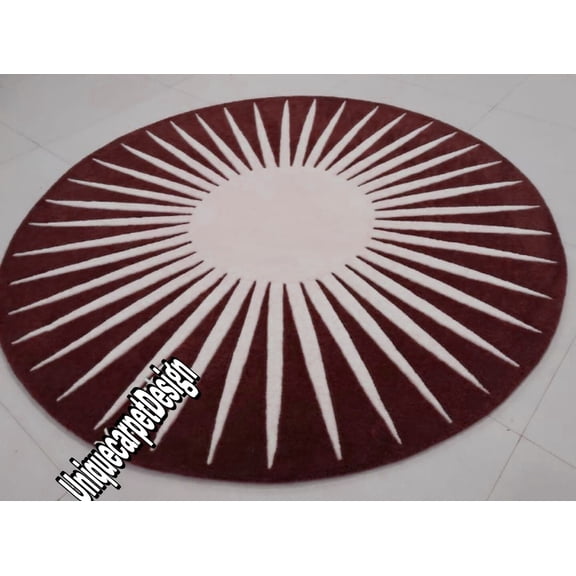 Hand tufted desert look sun desinge brown and white luxery woolen round rugs and carpet for living room,kids room,nonslip cotton baicking cloth,size,36"*36" Inch,thiknesh.12 mm.Custom size accept