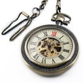 thumbnail image 1 of Hand-winding Mechanical Pocket Watch Brass Bronze Vintage Case Classic Men Chain, 1 of 6