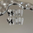 thumbnail image 1 of Hand-worn nail pads, high-end sense, big love, diamond bow manicure, removable silver Crowe heart white nails, 1 of 8
