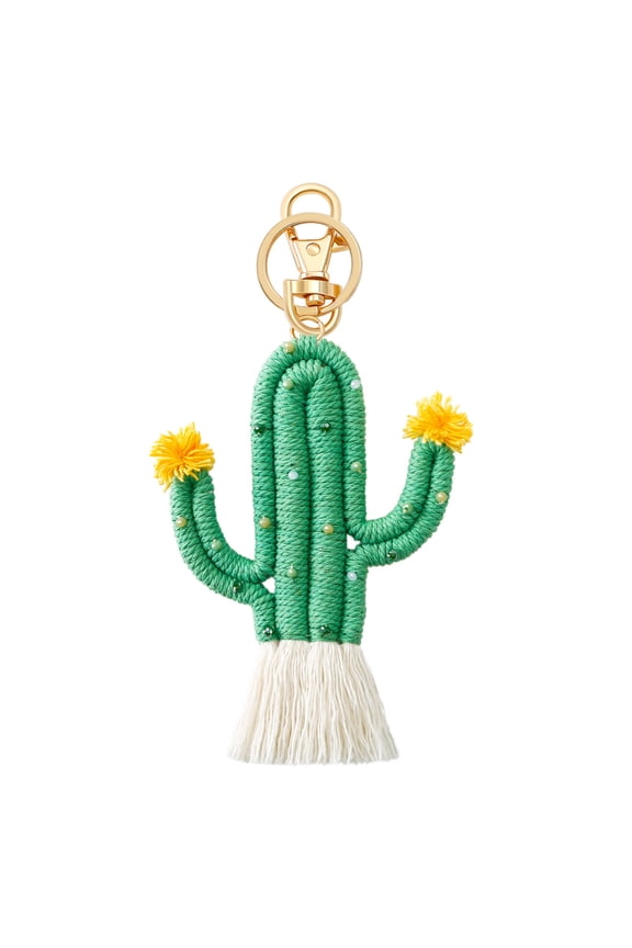 Hand-woven Cactus Keychain Plant Cotton Thread Beads Wind Wall Decoration European and Ornaments