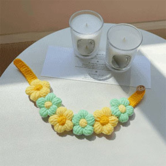 Hand-woven Flowers Cats and Dog Woven Pet Collars,Gifts for Pets and Pet Lovers(Yellow,7.9-11.12Inch)