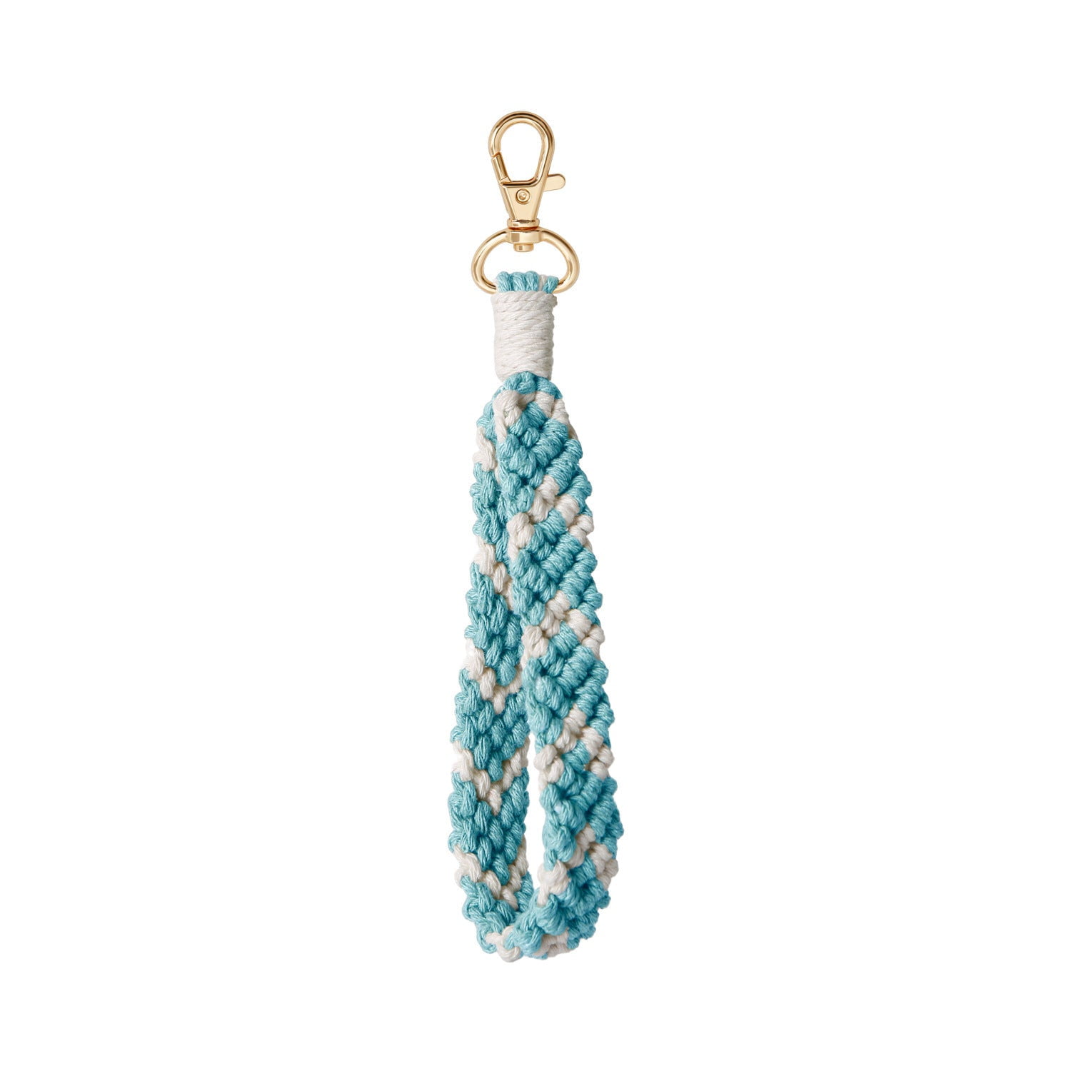 Woven Metal Key Ring Bracelet Original Design with Love Heart Charm Color Matching Pattern Wrist Key Chain for Women