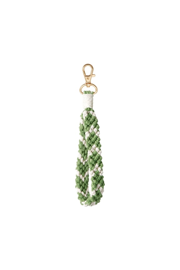 Woven Metal Key Ring Bracelet Original Design with Love Heart Charm Color Matching Pattern Wrist Key Chain for Women