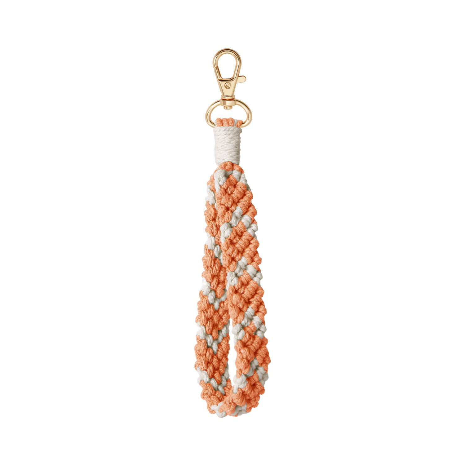Woven Metal Key Ring Bracelet Original Design with Love Heart Charm Color Matching Pattern Wrist Key Chain for Women