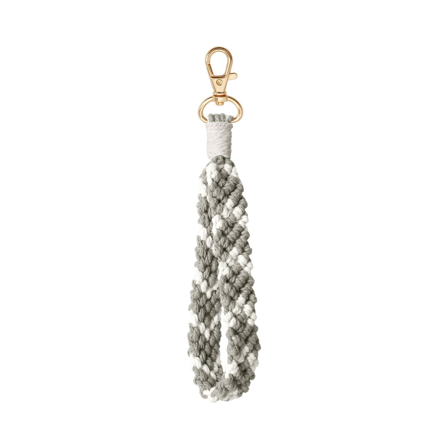 Woven Metal Key Ring Bracelet Original Design with Love Heart Charm Color Matching Pattern Wrist Key Chain for Women