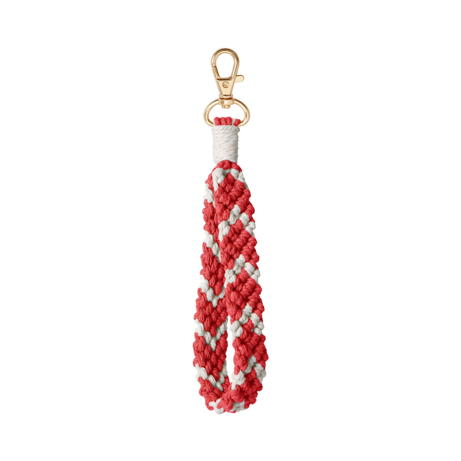 Woven Metal Key Ring Bracelet Original Design with Love Heart Charm Color Matching Pattern Wrist Key Chain for Women