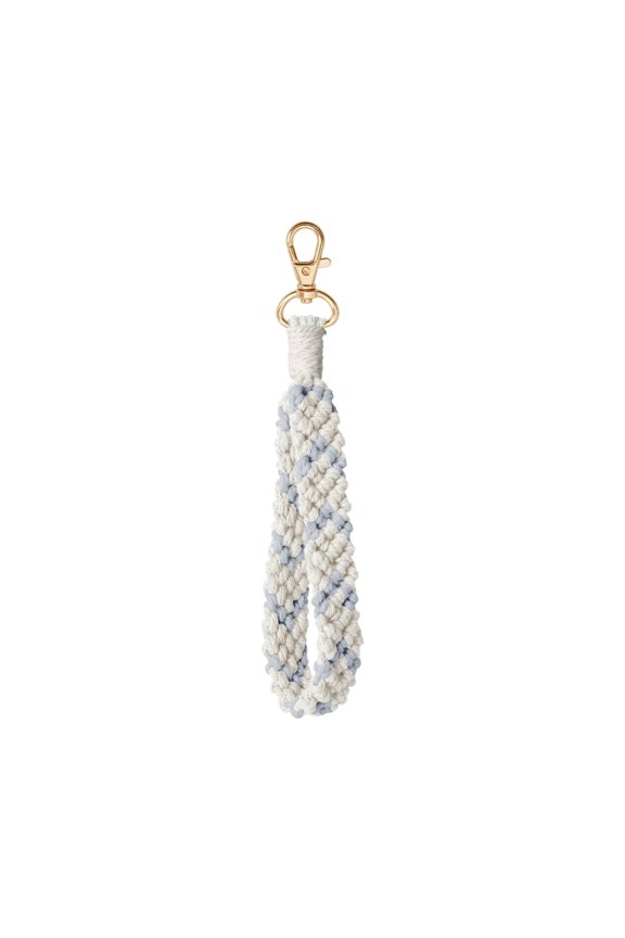 Woven Metal Key Ring Bracelet Original Design with Love Heart Charm Color Matching Pattern Wrist Key Chain for Women