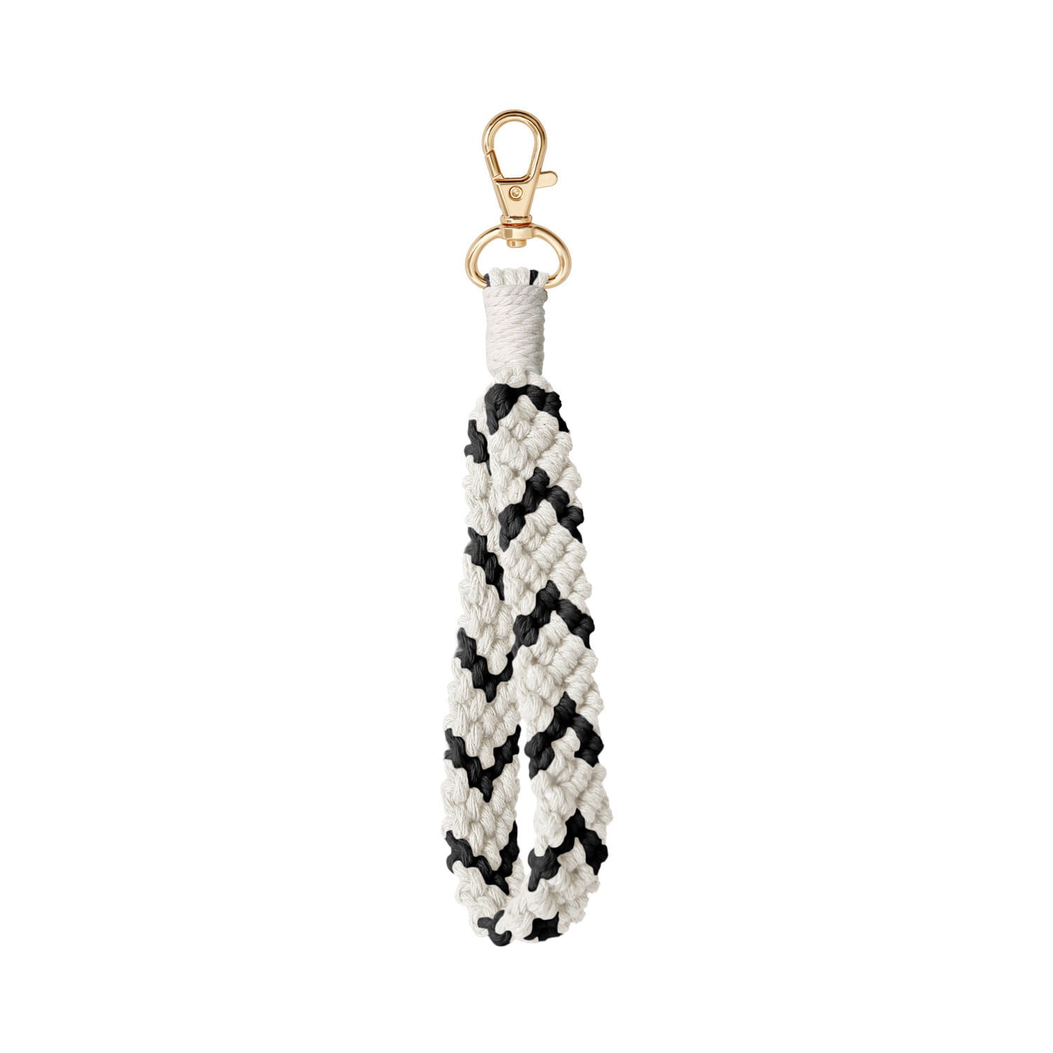 Woven Metal Key Ring Bracelet Original Design with Love Heart Charm Color Matching Pattern Wrist Key Chain for Women