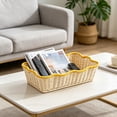 thumbnail image 1 of Hand-woven Paper Rope Storage Basket 15x11x3 Inch Imitation Rattan Decorative Organizer for Snacks and Sundries Home Kitchen Shelf Storage, 1 of 6
