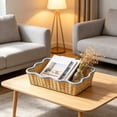 thumbnail image 1 of Hand-woven Paper Rope Storage Basket 15x11x3 Inch Imitation Rattan Decorative Organizer for Snacks and Sundries Home Kitchen Shelf Storage, 1 of 6