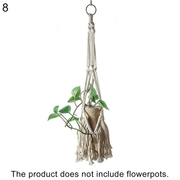 Hand-woven Plant Hanger Indoor Hanging Planter Basket with Wood Beads Decorative Flower Pot Holder for Indoor Outdoor Boho Home Decor Net Bag Hanging Holder