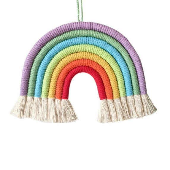 Hand-woven Rainbow Wall Decoration Rainbow Macrame Hanging for Kids Nursery and Girl Room