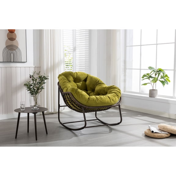 Hand - woven Rattan Chair - Rock Back and Forth - Garden - Leisure Time