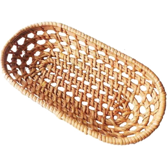 Hand-woven Small Rattan Fruit Basket Woven Storage Container Creative Tabletop Basket for Home Dining and Living Room Decor19*9*3cm
