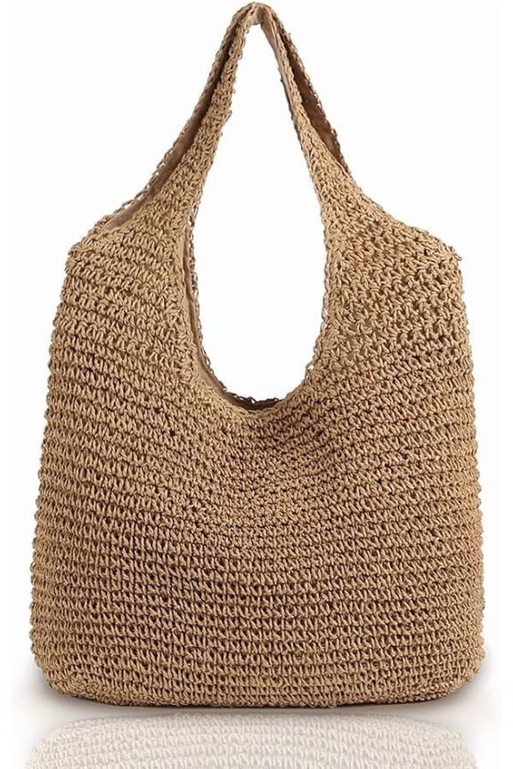 Hand-woven Soft Large Straw Shoulder Bag Boho Straw Handle Tote Retro Summer Beach Bag Rattan Handbag